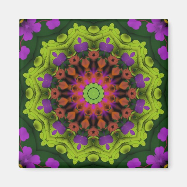 Lila Green : Geometric Mandala Art Magnet (Vorne)