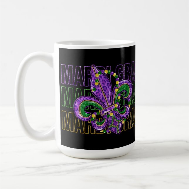 LILA GREEN GOLD GLITZER SEHEN MARDI GRAS KAFFEETASSE (Links)