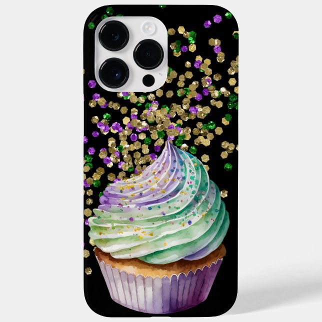 LILA GREEN GOLD MARDI GRAS CUPCAKE Case-Mate iPhone HÜLLE (Rückseite)