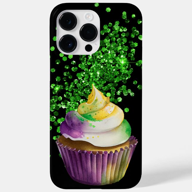 LILA GREEN GOLD MARDI GRAS CUPCAKE Case-Mate iPhone HÜLLE (Rückseite)