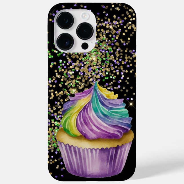 LILA GREEN GOLD MARDI GRAS CUPCAKE Case-Mate iPhone HÜLLE (Rückseite)