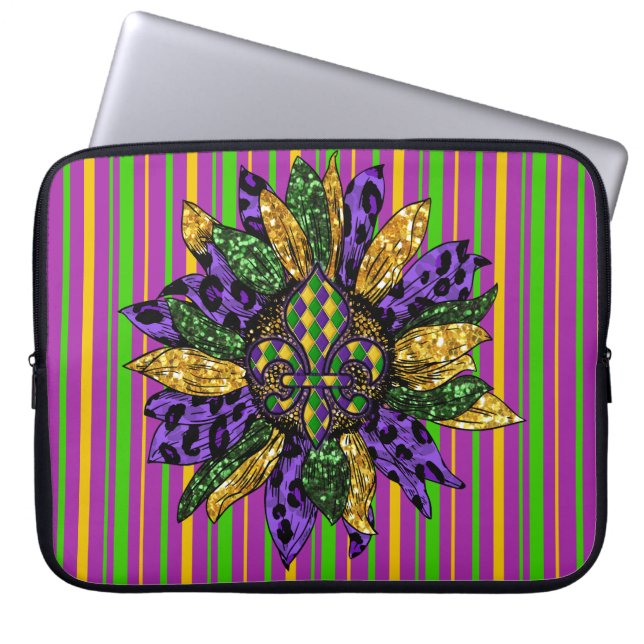 LILA GREEN GOLD MARDI GRAS SUNFLOWER LAPTOPSCHUTZHÜLLE (Vorderseite)