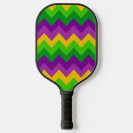 LILA GREEN GOLD MARDI GRAS ZIG ZAG STRIPES PICKLEBALL SCHLÄGER