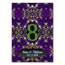 Lila Green-Gold-Sparkle-Ereignis Tischnummer