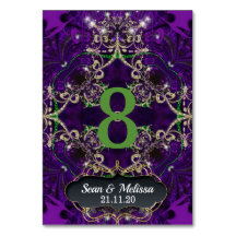 Lila Green-Gold-Tischnummer-Karte