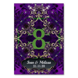 Lila Green-Gold-Tischnummer-Karte Tischnummer