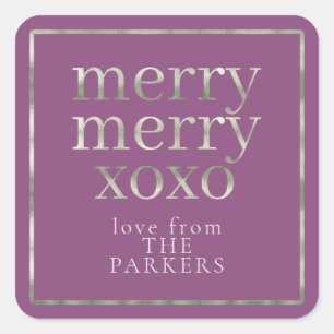 Lila Green Merry Merry XOXO ID1009 Quadratischer Aufkleber