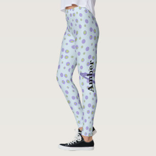 Lila Green Polka Dot Personalisiert Apparel Leggings