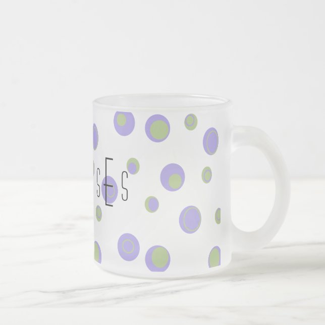 Lila Green Polka Dots Mit Monogramm Mattglastasse (Rechts)
