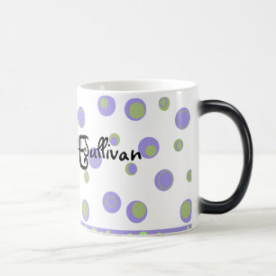 Lila Green Polka Dots Mit Monogramm Verwandlungstasse