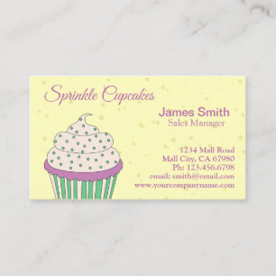 Lila Green Sprinkle Cupcake Bäckerei Business Card Visitenkarte
