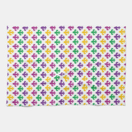 LILA GREEN YELLOW MARDI GRAS FLEUR DI LIS GESCHIRRTUCH