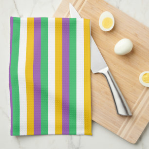 LILA GREEN YELLOW MARDI GRAS STRIPES KÜCHE TOP GESCHIRRTUCH