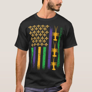 Lila Green Yellow USA Flag Crawdaddy Fett Mardi T-Shirt