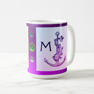 LILA GREENER ANTIKANCHOR, NAUTISCHES FISCHMonogram Kaffeetasse