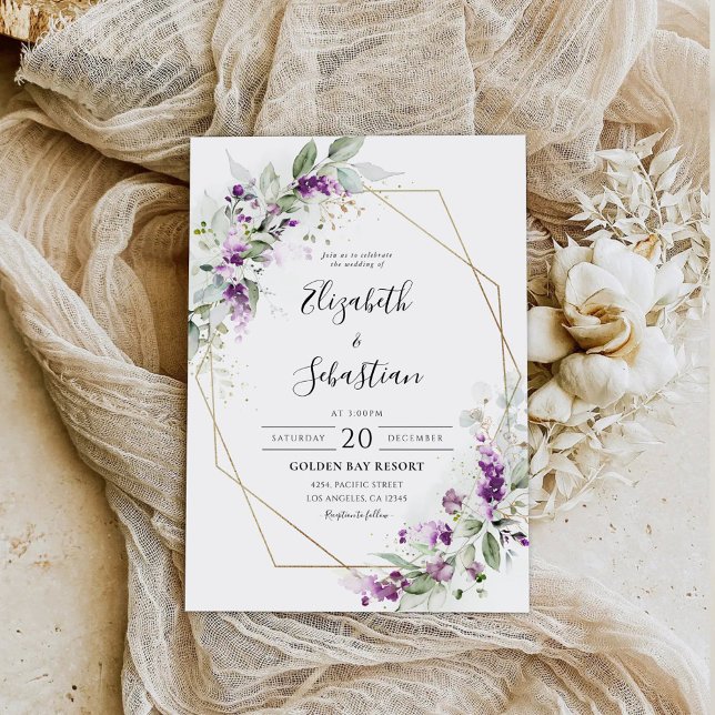 Lila Greenery Lavender Wedding Einladung (Von Creator hochgeladen)