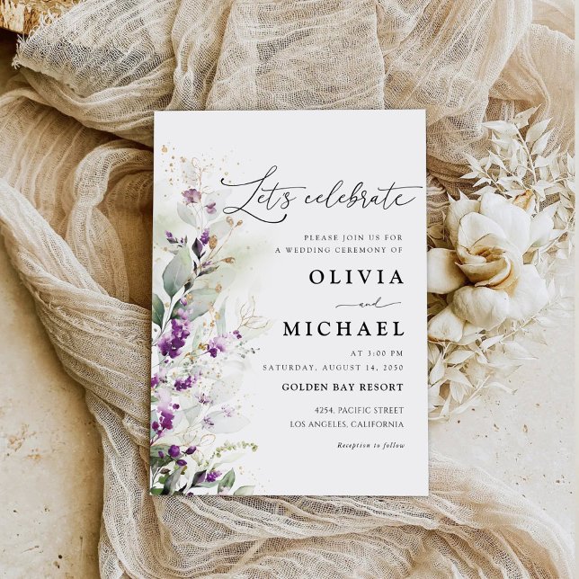 Lila Greenery Lavender Wedding Einladung (Von Creator hochgeladen)