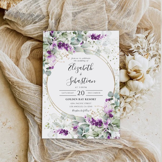 Lila Greenery Lavender Wedding Einladung (Von Creator hochgeladen)