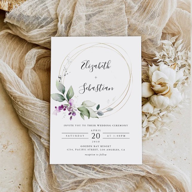 Lila Greenery Lavender Wedding Einladung (Von Creator hochgeladen)