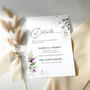 Lila Greenery Lavender Wedding Enclosure Card Begleitkarte