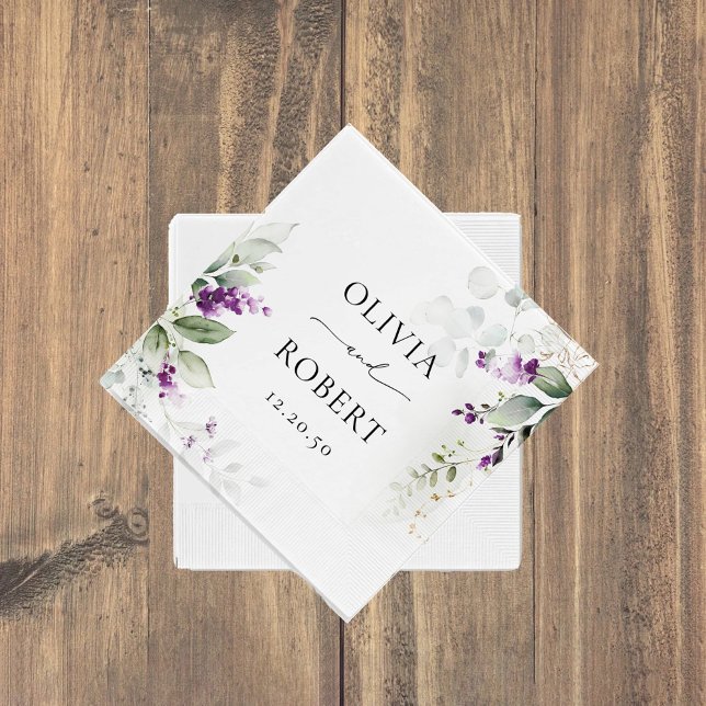Lila Greenery Lavender Wedding Napkins Serviette (Von Creator hochgeladen)