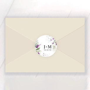 Lila Greenery Lavender Wedding Runder Aufkleber