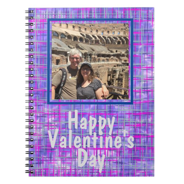 Lila Grid Foto Valentine Spiral Foto Notebook Notizblock (Vorderseite)