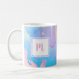 lila, griechisch-blaue Monogramm-Wasserfarbe Kaffeetasse