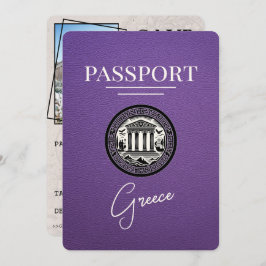 Lila griechischer Pass Save the Date Karte