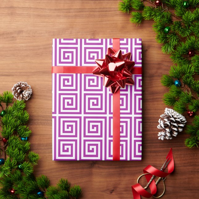 Lila griechisches geometrisches geschenkpapier (Feiertagsgeschenk)