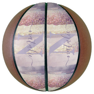 Lila grillrosa Glitzer Funkelname Anfangsname Basketball