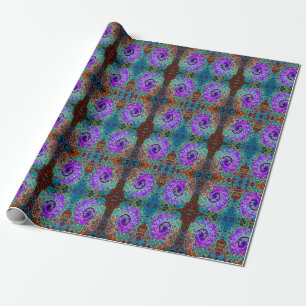 Lila Groovy Abstrakt Retro Liquid Swirl Geschenkpapier