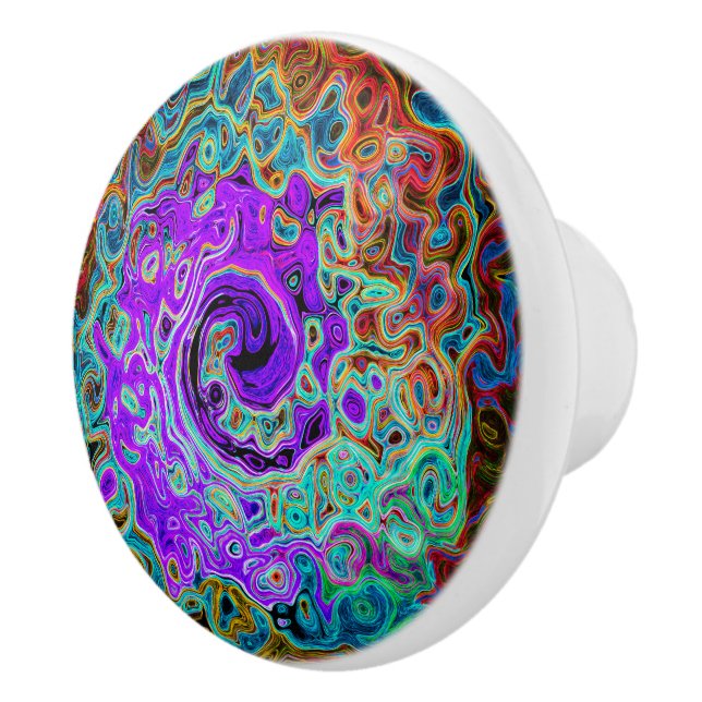 Lila Groovy Abstrakt Retro Liquid Swirl Keramikknauf (Rechts)
