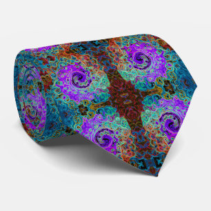 Lila Groovy Abstrakt Retro Liquid Swirl Krawatte