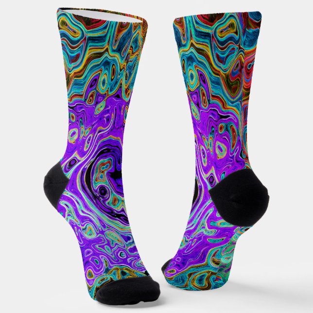 Lila Groovy Abstrakt Retro Liquid Swirl Socken (Gewinkelt)