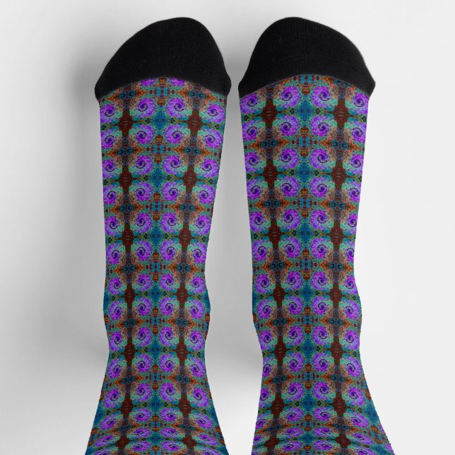 Lila Groovy Abstrakt Retro Liquid Swirl Socken (Oben)