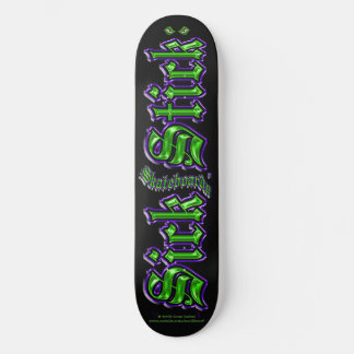 Lila & grün auf schwarz ~ Sick Stick Logo Pro Deck Skateboard
