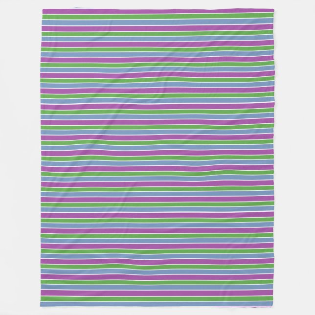 Lila Grün Blau Gestreift Fleecedecke (Vorderseite)