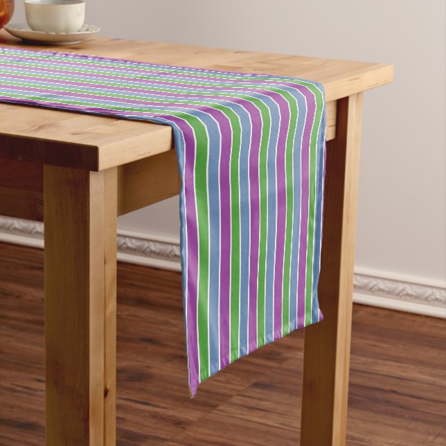 Lila Grün Blau Gestreift Kurzer Tischläufer (Beispiel)
