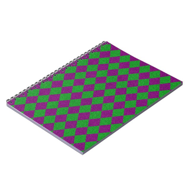 Lila & grün Diamond Glitzer Notizblock (Linke Seite)