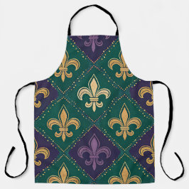LILA GRÜN GELB MARDI GRAS FLEUR DE LIS SCHÜRZE