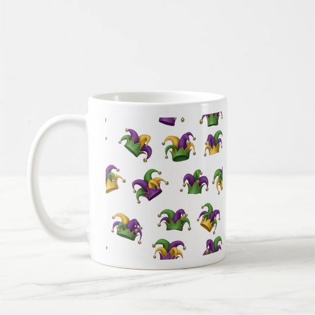 Lila Grün & Gold Karneval Kaffeetasse (Links)