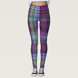 Lila-grün kariert leggings