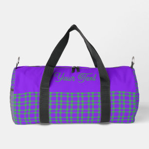 Lila Grün Kariert Personalisieren Muster Klein Duffle Bag