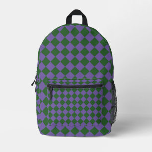 Lila Grün Karo Diamant Muster Bedruckter Rucksack