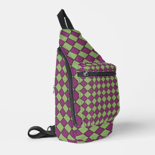 Lila Grün Karo Diamantmuster Crossbody Bag
