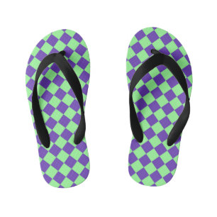 Lila Grün Karo Diamantmuster Kinderbadesandalen