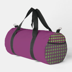 Lila Grün Karo Diamantmuster Klein Duffle Bag
