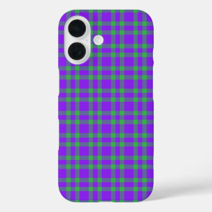 Lila Grün Karomuster iPhone 16 Hülle
