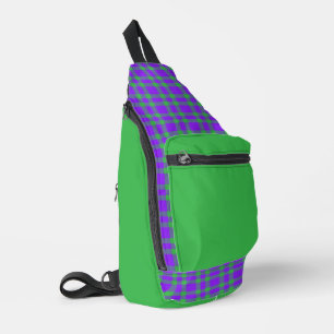 Lila Grün Karomuster Crossbody Bag